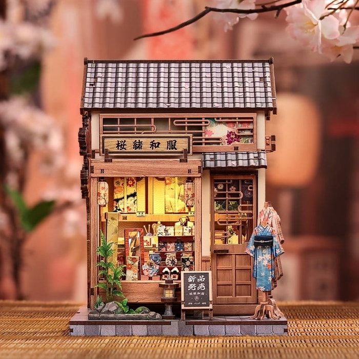 Figurine Model Kit Miniature House Sakura O Kimono Shop 19 x 14 cm Figurine Model Kit Miniature House Sakura O Kimono Shop 19 x 14 cm