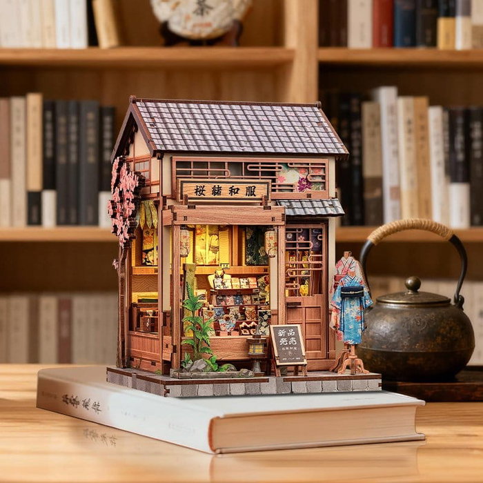 Figurine Model Kit Miniature House Sakura O Kimono Shop 19 x 14 cm Figurine Model Kit Miniature House Sakura O Kimono Shop 19 x 14 cm