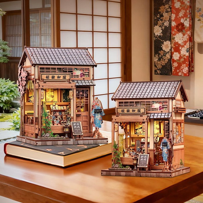 Figurine Model Kit Miniature House Sakura O Kimono Shop 19 x 14 cm Figurine Model Kit Miniature House Sakura O Kimono Shop 19 x 14 cm
