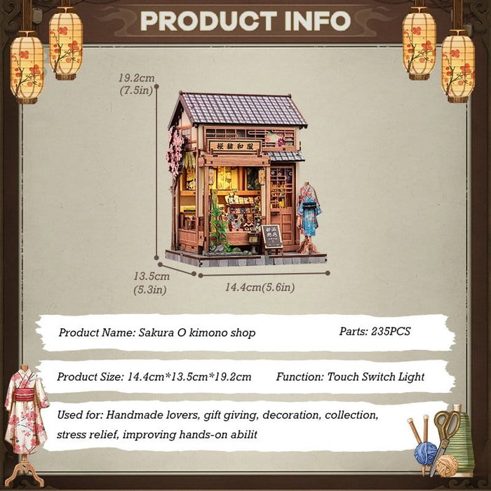 Figurine Model Kit Miniature House Sakura O Kimono Shop 19 x 14 cm Figurine Model Kit Miniature House Sakura O Kimono Shop 19 x 14 cm