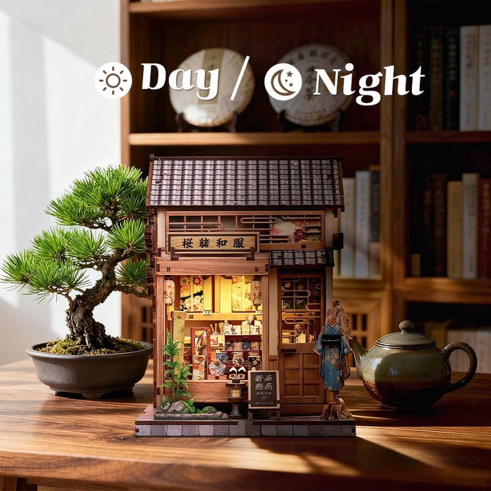 Figurine Model Kit Miniature House Sakura O Kimono Shop 19 x 14 cm Figurine Model Kit Miniature House Sakura O Kimono Shop 19 x 14 cm