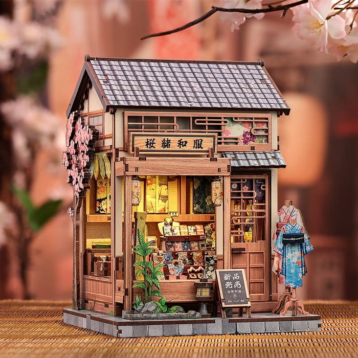 Figurine Model Kit Miniature House Sakura O Kimono Shop 19 x 14 cm Figurine Model Kit Miniature House Sakura O Kimono Shop 19 x 14 cm