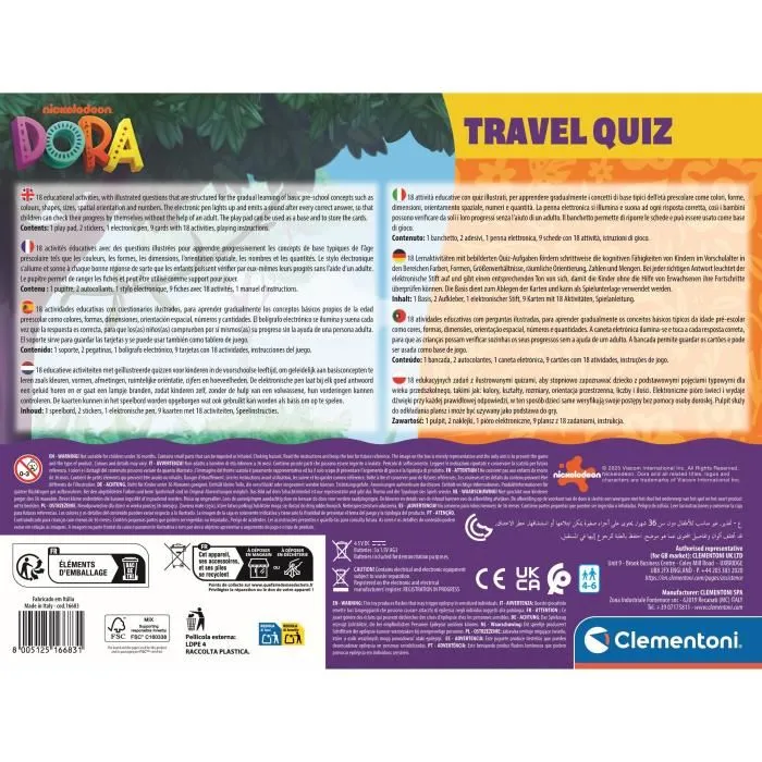 Clementoni Pupitre éducatif interactif Dora l'Exploratrice - 18 activités, apprentissage formes, couleurs, chiffres, avec stylo électronique son et lumière