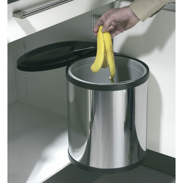 Poubelle Hailo Compact-Box Acier 15 L Noir Gris Intégrable Poubelle Hailo Compact-Box Acier 15 L Noir Gris Intégrable