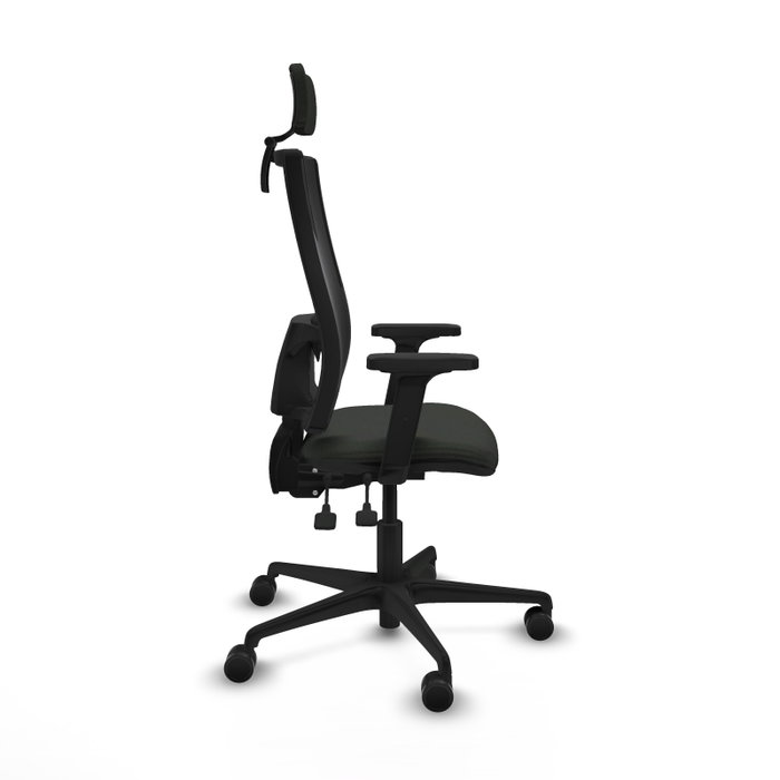 Piqueras Y Crespo Bormate Chaise de Bureau Noire avec Mécanisme Asynchrone et Accoudoirs 2D