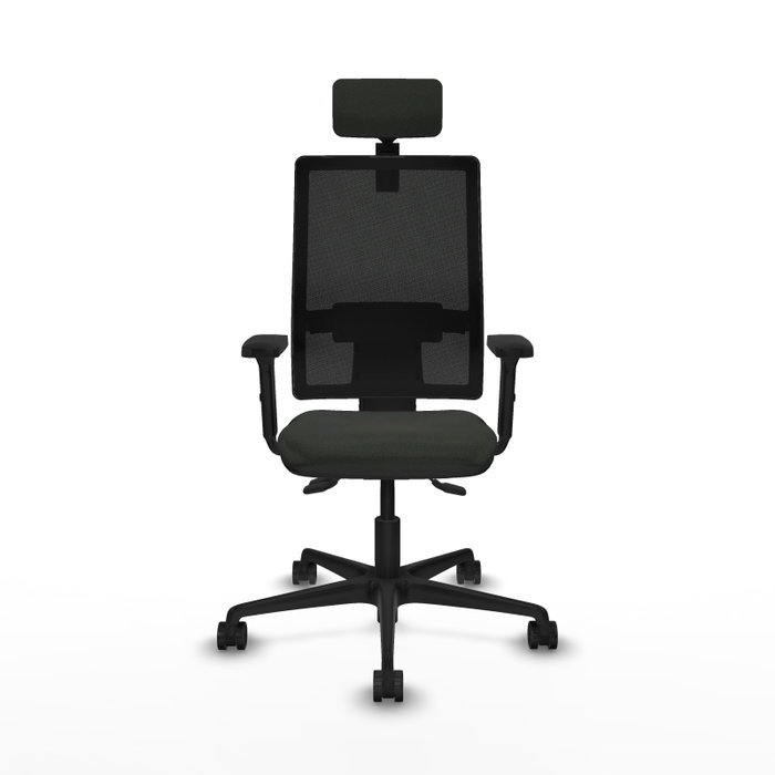 Piqueras Y Crespo Bormate Chaise de Bureau Noire avec Mécanisme Asynchrone et Accoudoirs 2D