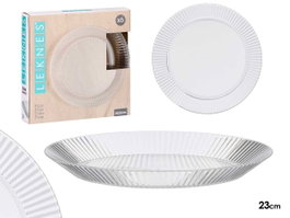 LEKNES Plateau Rayures Transparente 23cm