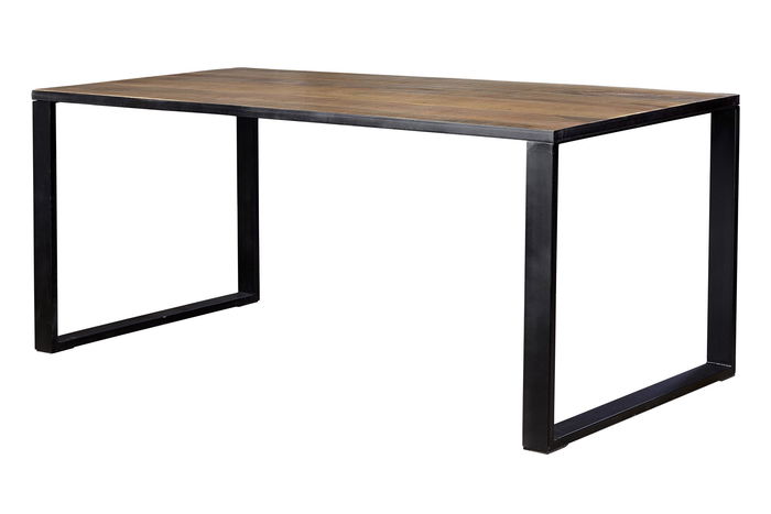 GINER Y COLOMER Table de Salle à Manger en Bois de Mango et Métal, 180x90x76 cm, 8 Places, Plateau Bois Massif, Patines Noires, à Assembler GINER Y COLOMER Table de Salle à Manger en Bois de Mango et Métal, 180x90x76 cm, 8 Places, Plateau Bois Massif, Patines Noires, à Assembler