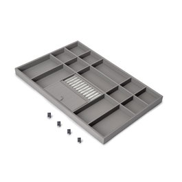 Emuca Tiroir organisateur pour placards et commodes Quartz, 640 (M80), Eco-pelle et bois, Titane