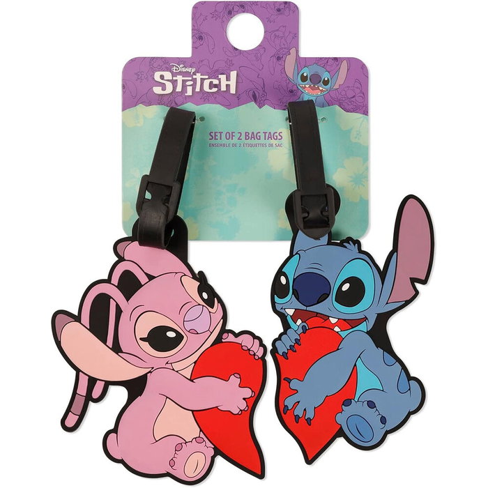 PEERS HARDY - Set de 2 Étiquettes de Bagage en Silicone Disney Angel & Stitch - Étiquettes de Voyage PEERS HARDY - Set de 2 Étiquettes de Bagage en Silicone Disney Angel & Stitch - Étiquettes de Voyage