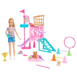 Barbie - Poupée Stacie au Parcours d'Obstacles pour Chiots HRM10 - Set de Jeu avec Accessoires pour Chien