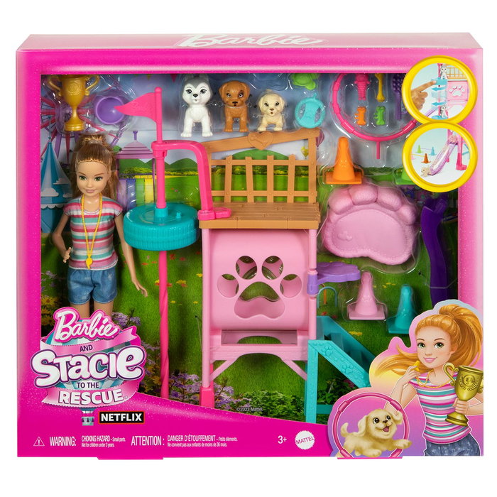 Barbie - Poupée Stacie au Parcours d'Obstacles pour Chiots HRM10 - Set de Jeu avec Accessoires pour Chien