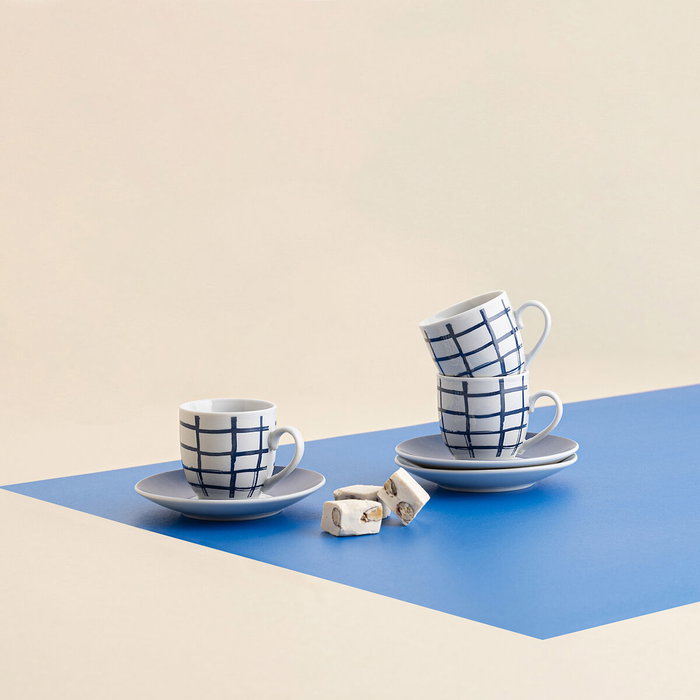 Quid Tasse avec sous-tasse Quid Kansas Bleu Céramique 90 ml (6 Unités)