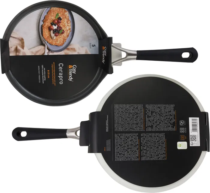 Cosy & Trendy CeraPro Crêpière en aluminium recyclé 25 cm - Revêtement céramique sans PFAS, tous feux induction, poignées inox