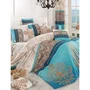 Parure de lit Ranforce King 1 housse de couette 240 x 220 cm + 2 taies 60 x 60 cm en 100% coton renforcé 140 fils, Turquoise