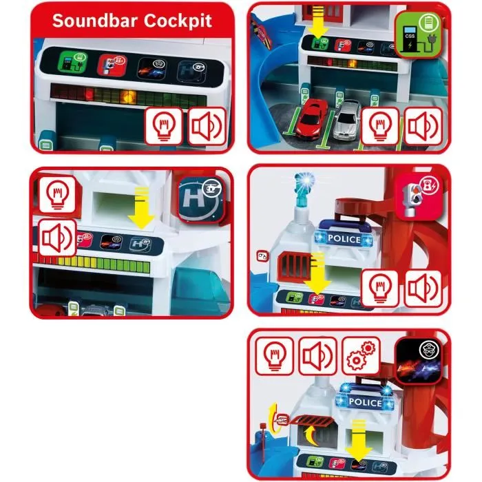 Klein Jouet Garage Bosch Car Service Mega Universe - Parking 5 niveaux, ascenseur, lanceur, tunnel, commissariat - 5 véhicules inclus Klein Jouet Garage Bosch Car Service Mega Universe - Parking 5 niveaux, ascenseur, lanceur, tunnel, commissariat - 5 véhicules inclus