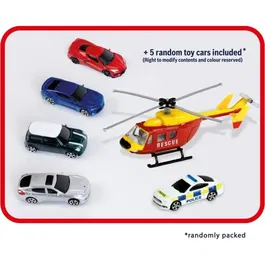 Klein Jouet Garage Bosch Car Service Mega Universe - Parking 5 niveaux, ascenseur, lanceur, tunnel, commissariat - 5 véhicules inclus