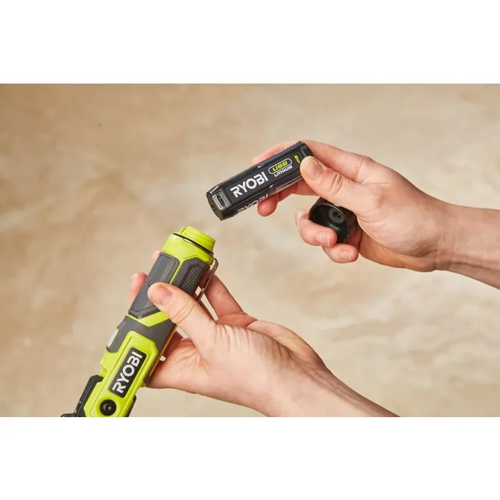 Ryobi Lampe torche 4V USB Lithium RLP4-120G avec batterie 2Ah et chargeur