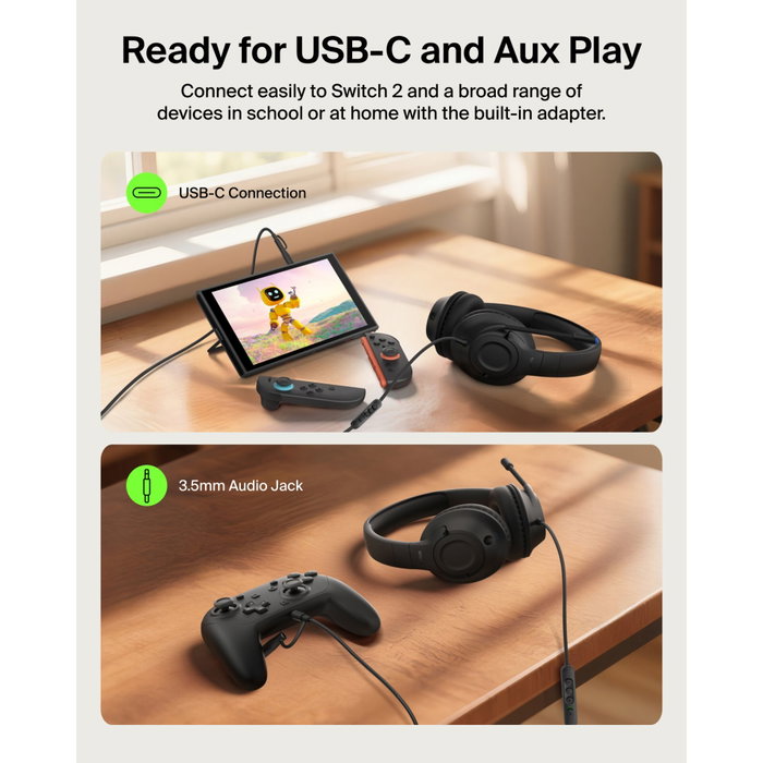 Belkin Inspire Casque Audio Enfant Filaire Noir avec Microfoldable Boom Mic et Adaptateur USB-C/3,5 mm Belkin Inspire Casque Audio Enfant Filaire Noir avec Microfoldable Boom Mic et Adaptateur USB-C/3,5 mm