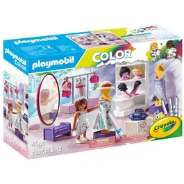 Playmobil Atelier de styliste Color - Jeu créatif avec feutres Crayola lavables - Personnage, vêtements, perruques et accessoires à colorier - Mixte - À partir de 5 ans