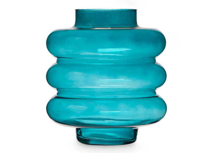 GIFTDECOR Vase en Verre Triple Sphère Aplatie Turquoise 30cm