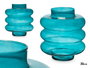 GIFTDECOR Vase en Verre Triple Sphère Aplatie Turquoise 30cm