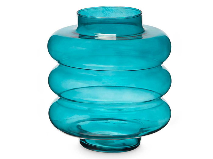 GIFTDECOR Vase en Verre Triple Sphère Aplatie Turquoise 30cm
