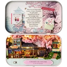 Sakura Box Creanook - Kit DIY à construire Maquette 3D Serre Livre - Paysage Japonais avec Cerisiers en Fleurs - Dimensions 14 x 16 x 2,5 cm