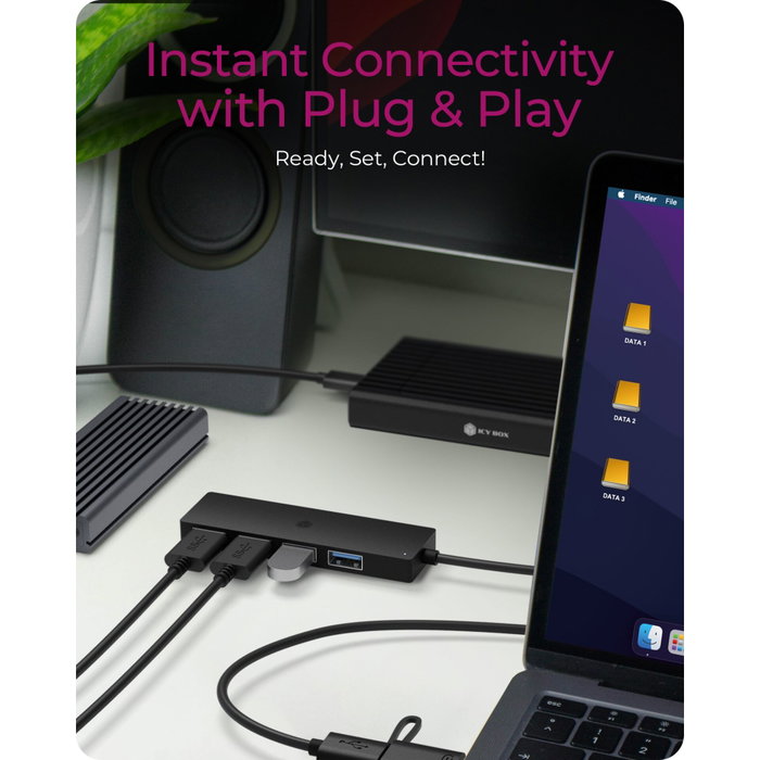 Icy IB-HUB1424-C3 Hub USB 4 ports Type-A avec connecteur combo Type-C/Type-A