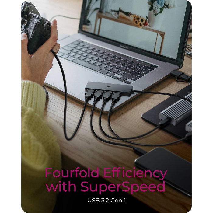 Icy IB-HUB1424-C3 Hub USB 4 ports Type-A avec connecteur combo Type-C/Type-A