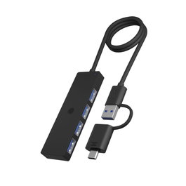 Icy IB-HUB1424-C3 Hub USB 4 ports Type-A avec connecteur combo Type-C/Type-A