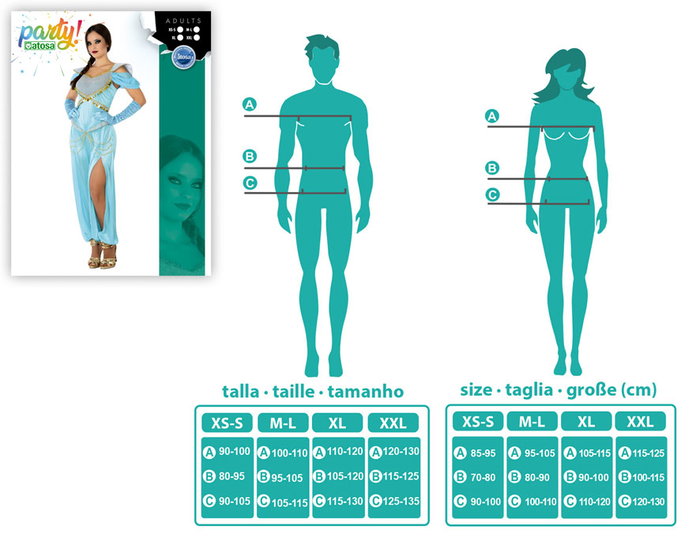 Déguisement Femme Princesse Arabe Bleu Céleste Adulte Taille M-L - Costume Bailarina avec Détails Dorés Déguisement Femme Princesse Arabe Bleu Céleste Adulte Taille M-L - Costume Bailarina avec Détails Dorés