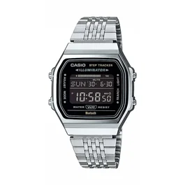 Casio ABL Montre Connectée - 38 mm - Boîtier Argent / Cadran Noir - Bluetooth, Podomètre, Chronomètre, 5 Alarmes, Fonction 'Trouver mon téléphone'