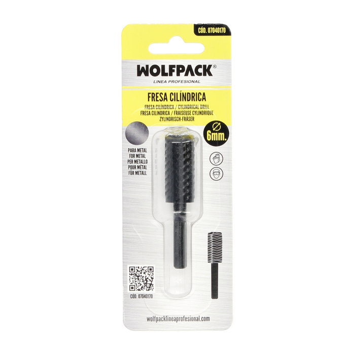 WOLFPACK LINEA PROFESIONAL Fraise Rotative Cylindrique pour Métal Ø 12 mm