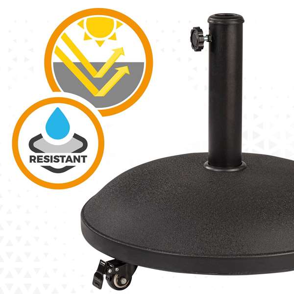 Color Baby - Socle pour parasol en ciment avec roues, capacité 25 kg, tube 4.8 cm, dimensions 50x34 cm