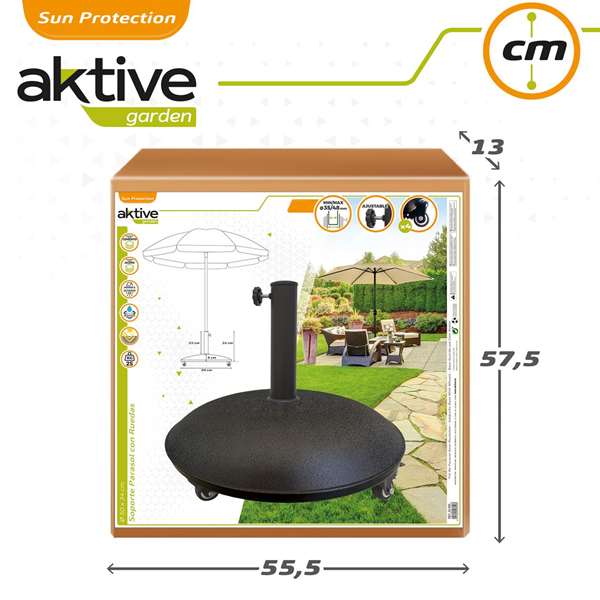 Color Baby - Socle pour parasol en ciment avec roues, capacité 25 kg, tube 4.8 cm, dimensions 50x34 cm