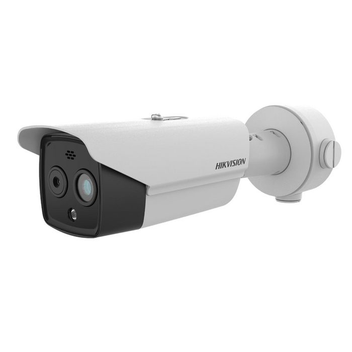 Hikvision Caméra bi-spectrale (thermique et optique) de périférie en réseau, détection humain/véhicule, 256x192 pixels, alarme température Hikvision Caméra bi-spectrale (thermique et optique) de périférie en réseau, détection humain/véhicule, 256x192 pixels, alarme température