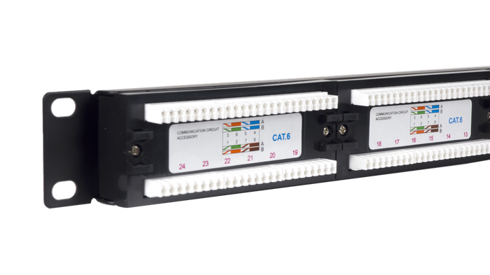 Phasak PU 2420 Panneau de Brassage 19" 24 Ports RJ45 Cat.6 UTP 1U Noir