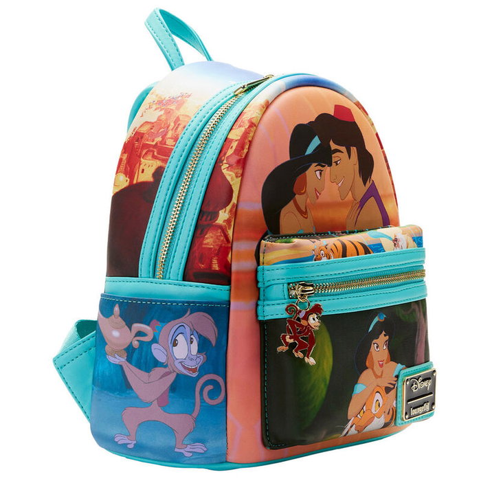 Loungefly - Sac à dos Disney Aladdin Jarmine en polyuréthane avec fermoir métallique doré - 25 x 23.75 x 11.25 cm