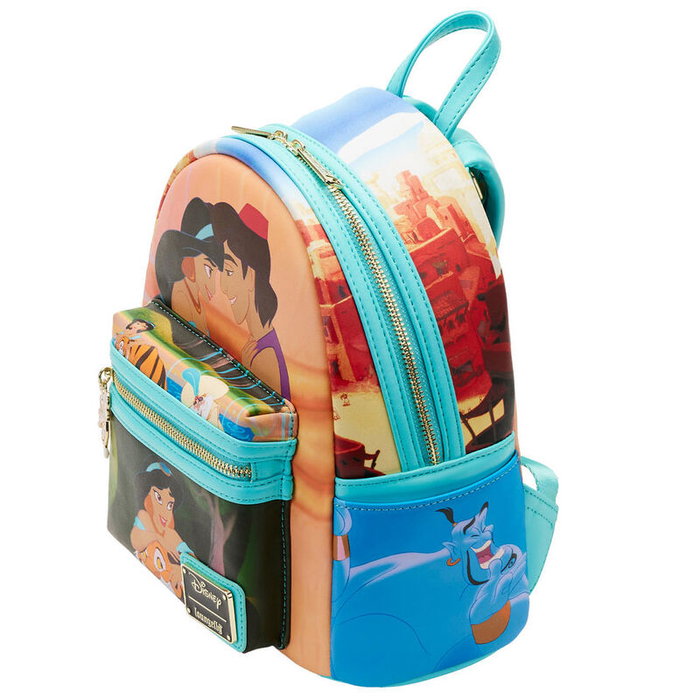 Loungefly - Sac à dos Disney Aladdin Jarmine en polyuréthane avec fermoir métallique doré - 25 x 23.75 x 11.25 cm