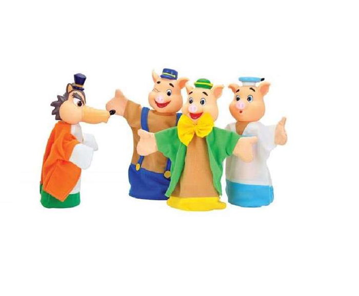 Color Baby - Marionettes Les Trois Petits Cochons - Set de 4 pièces en peluche - 25 cm - Jouet éducatif pour enfants dès 3 ans