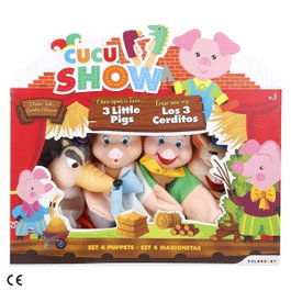 Color Baby - Marionettes Les Trois Petits Cochons - Set de 4 pièces en peluche - 25 cm - Jouet éducatif pour enfants dès 3 ans