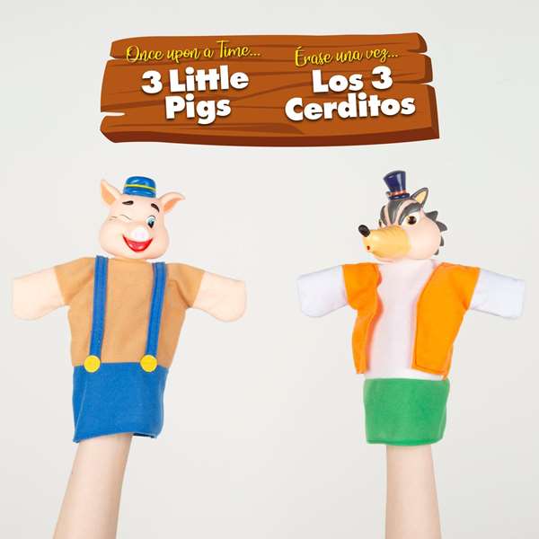 Color Baby - Marionettes Les Trois Petits Cochons - Set de 4 pièces en peluche - 25 cm - Jouet éducatif pour enfants dès 3 ans