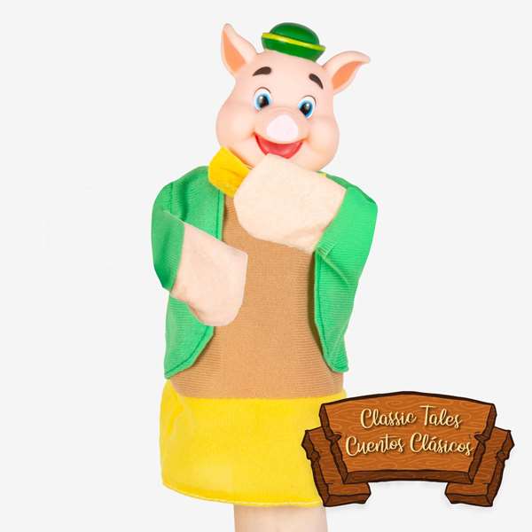 Color Baby - Marionettes Les Trois Petits Cochons - Set de 4 pièces en peluche - 25 cm - Jouet éducatif pour enfants dès 3 ans