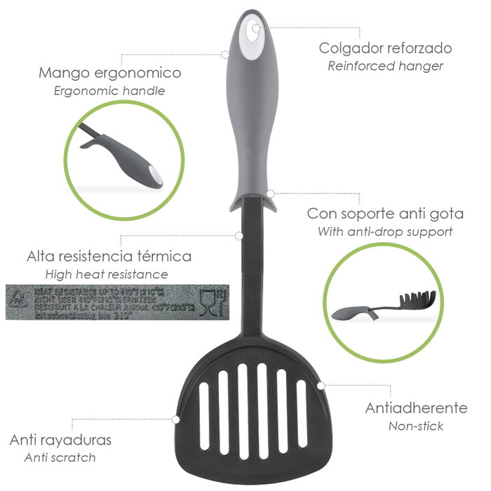 ORYX Spatule Rasera en Nylon avec Manche Antigouttes 34,5 x 11 cm