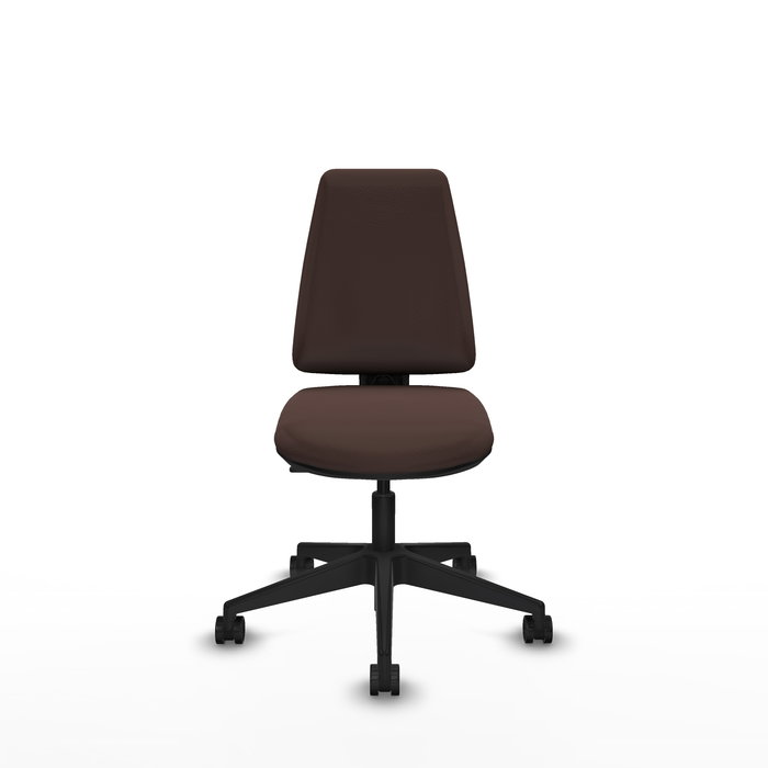 Chaise Elche Contact permament de base Cuir écologique Marron foncé Base pyramidale noire Sans accoudoirs Sans appui-tête Roulettes 65mm nylon Chaise Elche Contact permament de base Cuir écologique Marron foncé Base pyramidale noire Sans accoudoirs Sans appui-tête Roulettes 65mm nylon