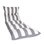 Jardin Privé Coussin réversible pour bain de soleil Flocons 100% coton gris et blanc avec motifs rayures, garni mousse, fabriqué en France - 188x56x12 cm