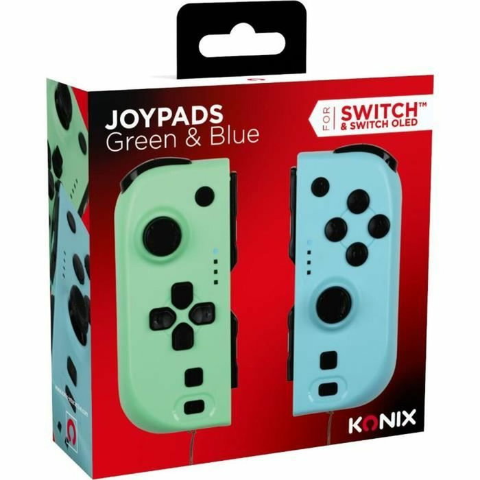 Konix Manette Joy-Con Vert et bleu pour Nintendo Switch et Switch OLED, avec vibration et capteur gyroscopique Konix Manette Joy-Con Vert et bleu pour Nintendo Switch et Switch OLED, avec vibration et capteur gyroscopique