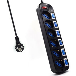 Ewent EW3851 Multiprise 6 prises avec interrupteurs individuels et protection contre les surtensions