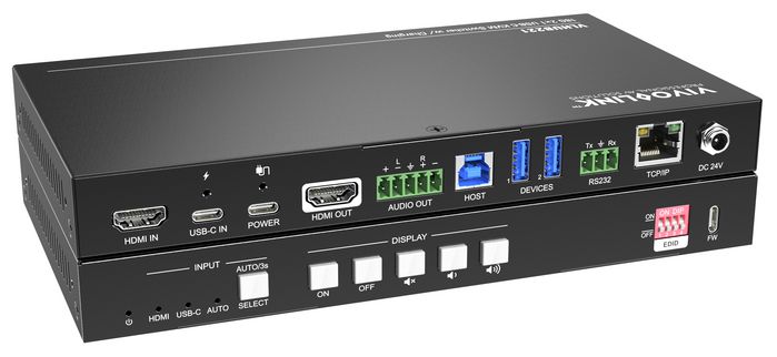 Vivolink Commutateur HDMI 2x1 avec HUB USB 3.0 et USB-C - 4K HDR 60Hz, Audio 7.1, RS232, CEC, 100W PD pour salle de réunion et visioconférence Vivolink Commutateur HDMI 2x1 avec HUB USB 3.0 et USB-C - 4K HDR 60Hz, Audio 7.1, RS232, CEC, 100W PD pour salle de réunion et visioconférence
